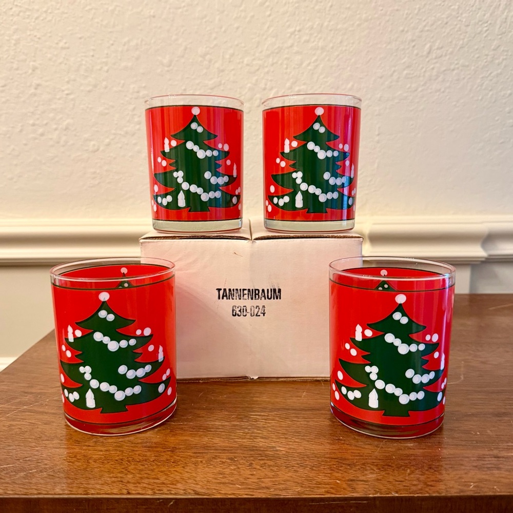 Waeschterbach Vintage  Set Of 4 Christmas Tree Glass Cups - In Original Box